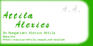 attila alexics business card